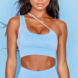 Bo&Tee Seamless Asymmetric Bra in Light Blue